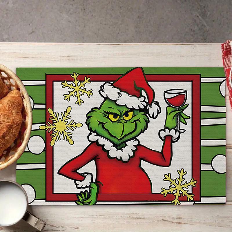 2024 Fete de masă din in de Crăciun - Decor de sărbători festive, izolate, design imprimat