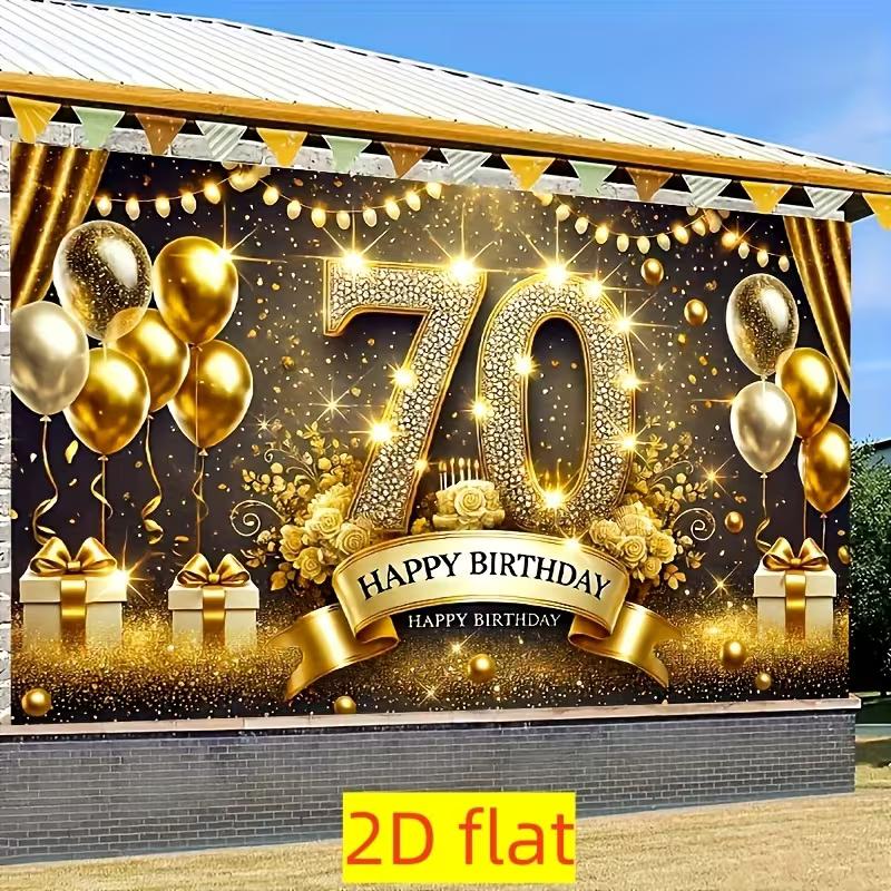 

Двумерный фон для 70-летия, Фон для фотобудки вечеринки с золотыми блестками 47.2x31.5inch/120*80cm