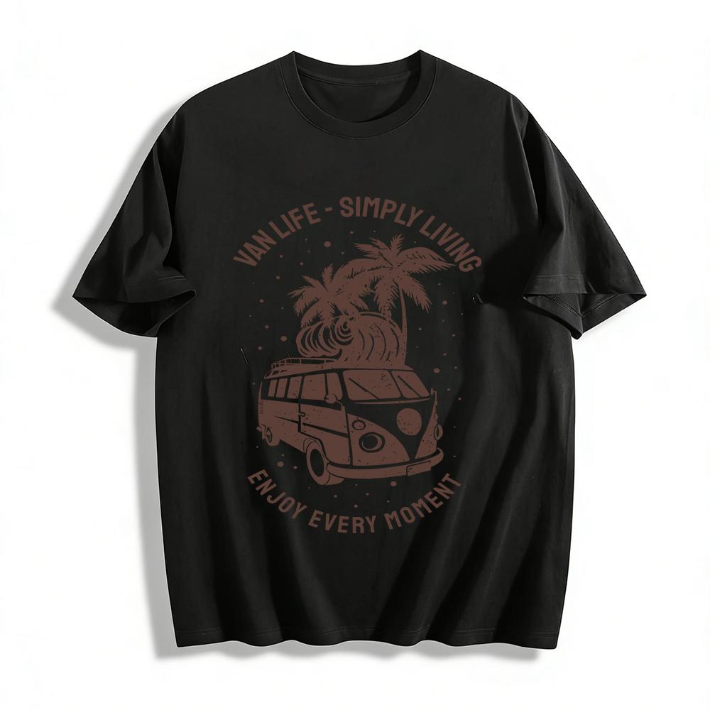 Van Life Simply Living Enjoy Every Moment Retro Surf Van Graphic Tee Pure cotton T-shirt XXS