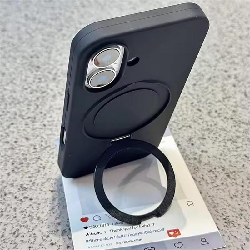 Luxuriöser Flüssigsilikon Ständer Ringhalter Magsafe Hülle Für iPhone 17 Air 16 15 14 13 12 11 Pro Max Plus Magnetische Matte Weiche Hülle
