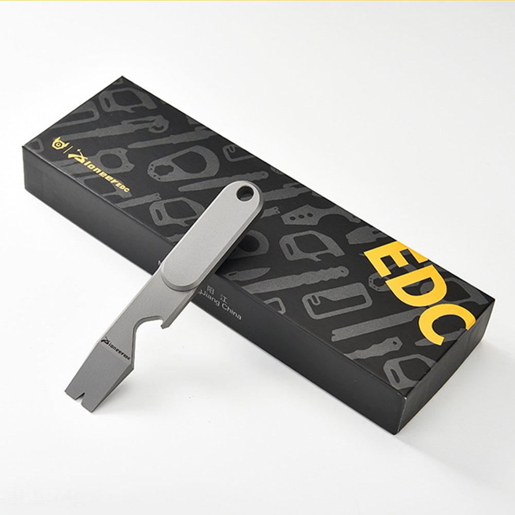 Titanium Alloy Pry Bar Self Defense Crowbar EDC Multi Tool Bottle Opener Keychain for Outdoor Camping Hiking Survival Gear 4
