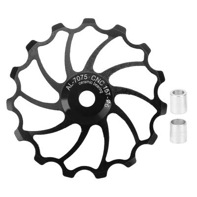 15T Bike Aluminium Alloy Guide Roller Ceramic Bearing Mountain Bicycle Rear Derailleur PulleyBlack