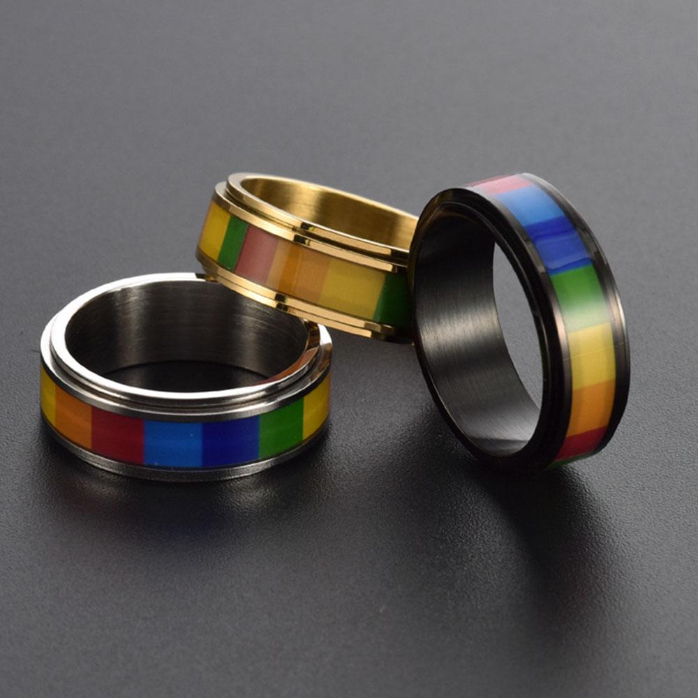 Bague Arc-en-Ciel Rotative à Colle Drip Mode 2025, Convient aux Bijoux Cadeaux pour Hommes et Femmes