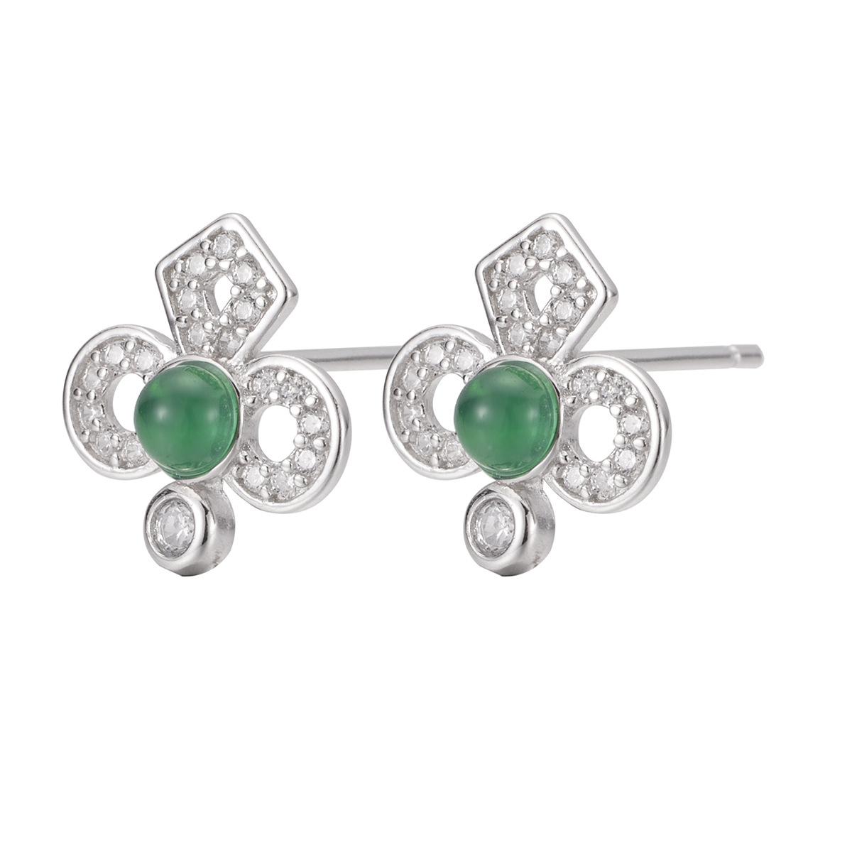 

Серьги-гвоздики из стерлингового серебра 925 пробы из серебра премиум-класса с инкрустацией из натурального ледяного халцедона, изысканные серьги с бриллиантами цвета зеленого янь высокого качества 925 silver