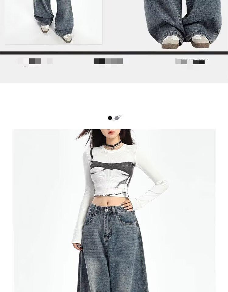 Wide-Leg American Style Retro Jeans for Women - Spring/Autumn 2026 Collection - Relaxed Fit, Baggy, and Floor-Length