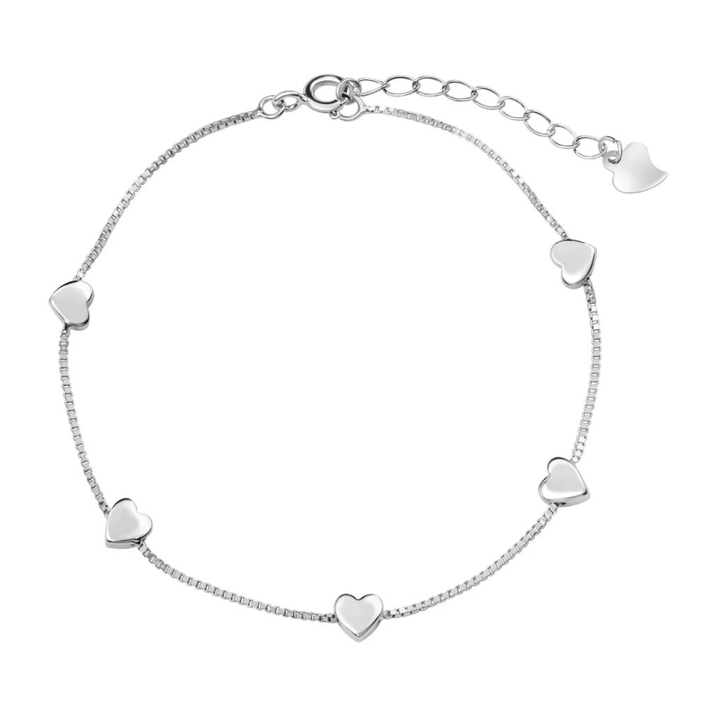 Silver Adjustable Bracelet With Hearts - Bsc5823