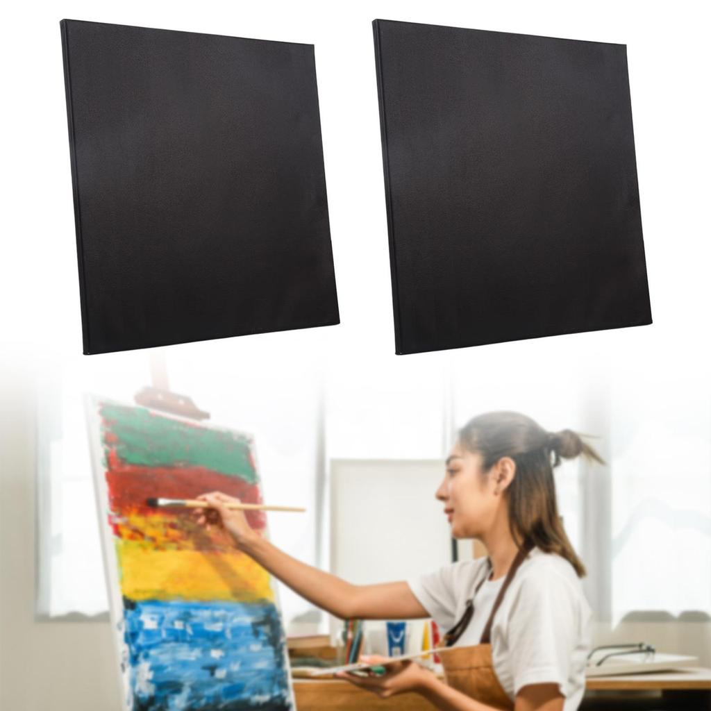 2 Pack Black Canvas Art Supplies with Wooden Frame for Crafts