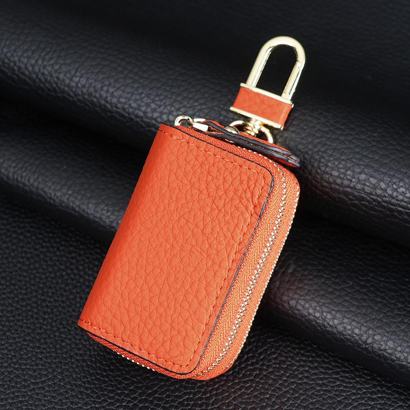 New Leather Double-layer Car Key Bag, First-layer Cowhide Car Key Protection Leather Case, Household Key Bag.