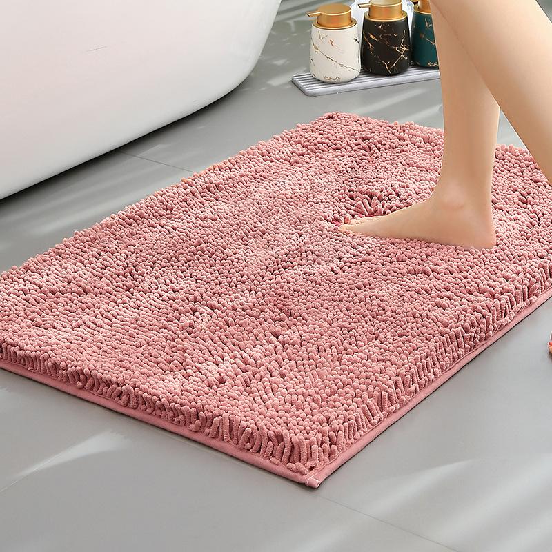 Chenier Thickened Solid Color Bathroom Floor Mat, Bathroom Non-Slip Foot Mat, Household Bathroom Door Absorbent Dirt-Resistant Carpet