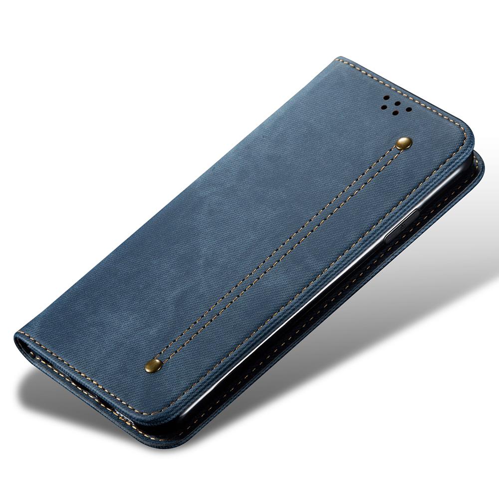 Drop-proof Phone Case For Samsung Galaxy A24 4G (162.1 x 77.6 x 8.3mm) Jeans Cloth Texture Flip Leather Cover with Stand Wallet
