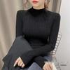 Autumn/Winter Women's Slim Fit Long-Sleeve Knitted Sweater with Semi-High Collar