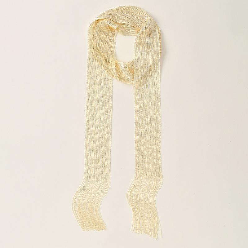 Lightweight Fringe Tassel Scarf Long Solid Color Waist Belt for Women Flowing Cape Single Tone Style бежевый