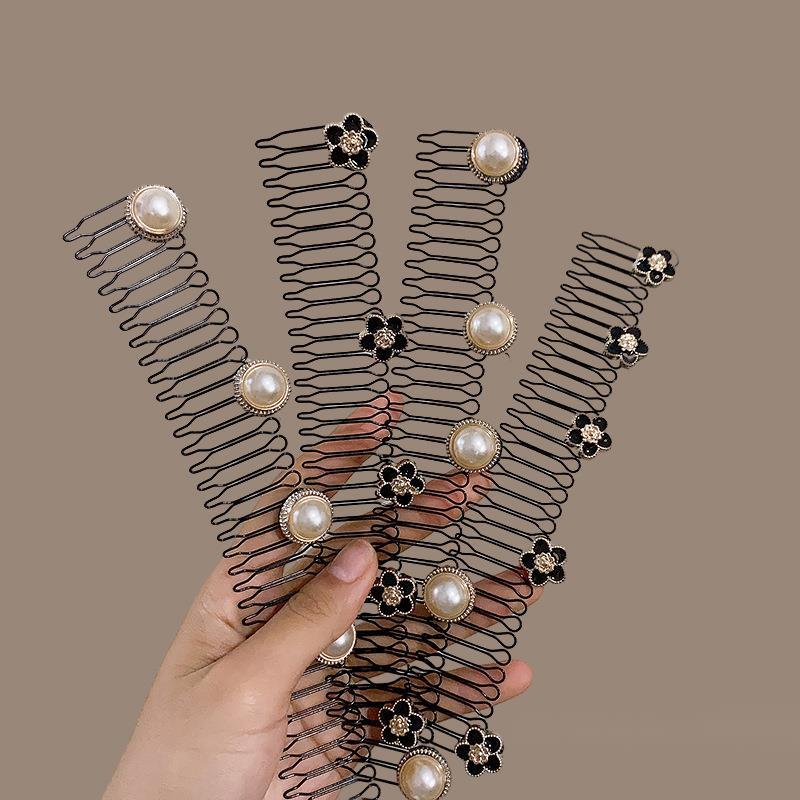 Vintage křišťálové elastické spony do vlasů Trendy černé hřebínkové spony Spona do vlasů Barrette Boční vlásenky Pro ženy Pokrývka hlavy Dětské doplňky do vlasů
