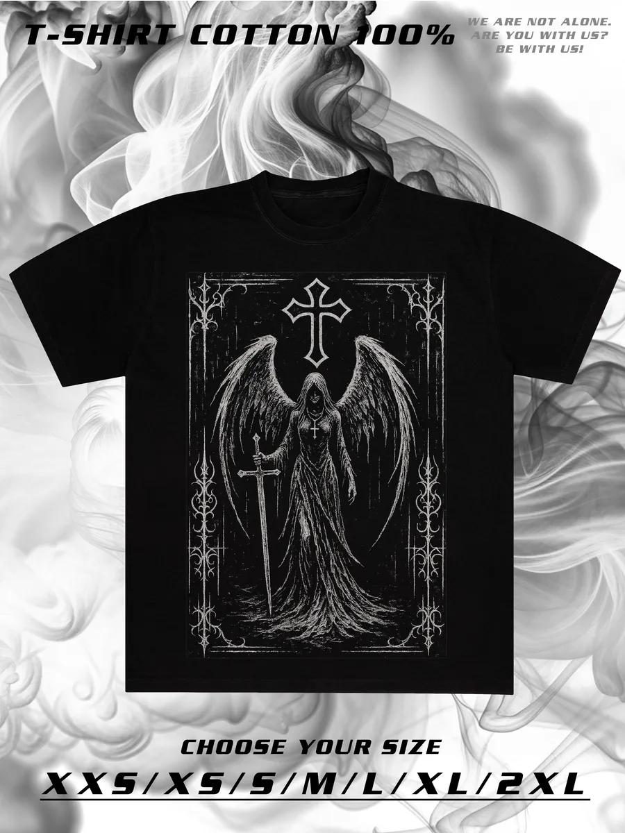 Oversized Y2K T-shirt with cross print 4XL