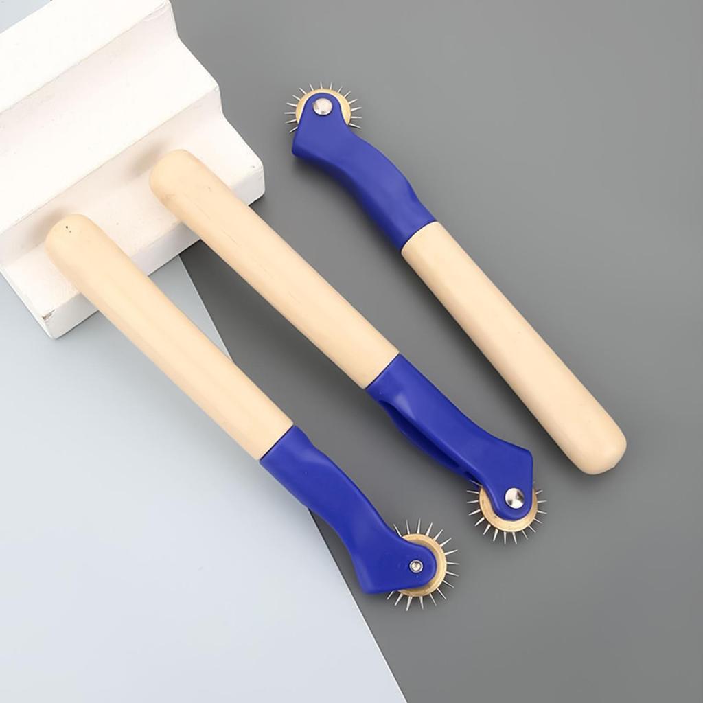 Rotella da sarto Rotella pouncing Per cartamodelli da cucito Con manico in legno Punta tagliante Spaziatore per cartamodelli Perforazione Marcatura Per