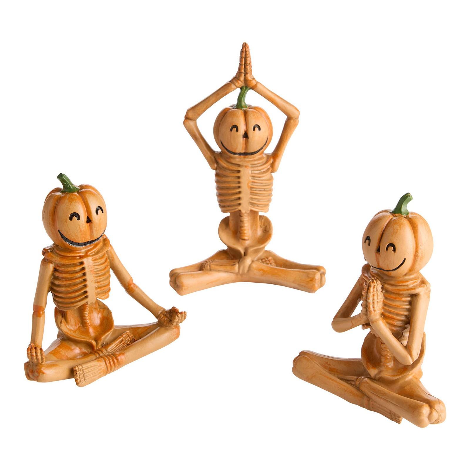 

Pumpkin Yoga Skeleton Decoration 3-Piece Set One Size