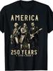 Franklin'S Founding Fathers Band 250 Years USA T-Shirt Retro Casual Crew Neck Printed T-Shirt
