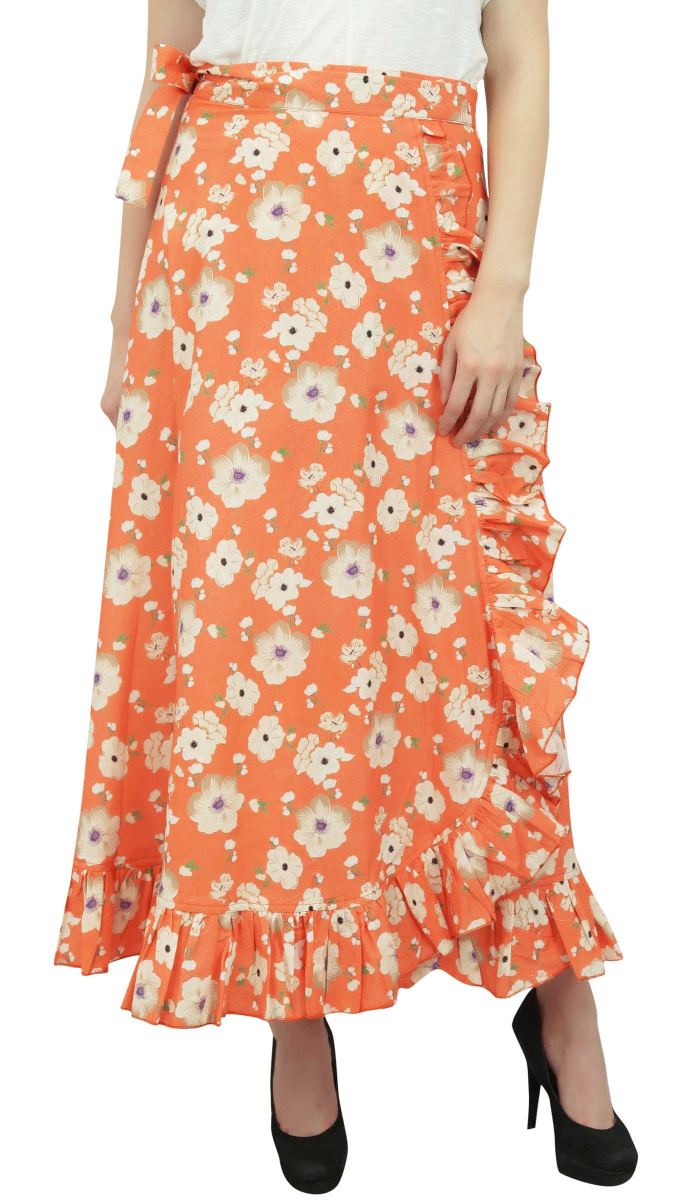 

Phagun Жіночий бавовняний ремінь із рюшами і квітковим малюнком One Size помаранчевий