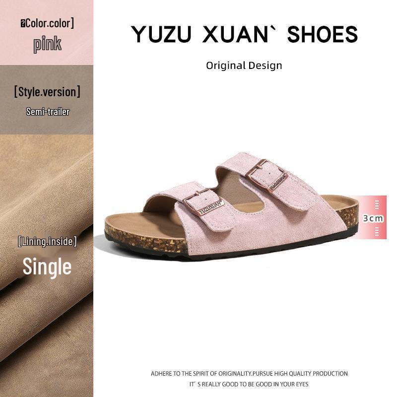 Cowhide Leather Two-Strap Birkenstock Sandals with 3cm Thick Sole - 2026 New Style