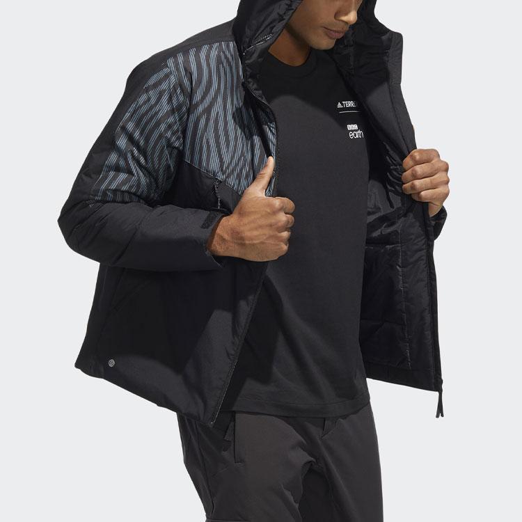 Adidas Cny Spring Festival Pattern Color Block Warm Sports Hooded Cotton Jacket Men Jacket Black HE7336