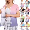 Women's Post-operative Short-sleeved  Color Shirt With Four Pockets