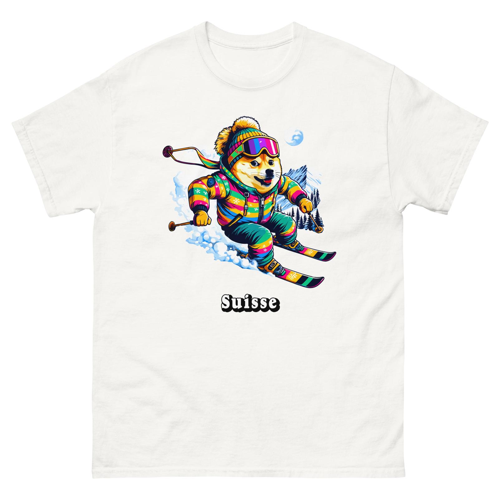 Suisse Doge Skiing Funny Ski Skier Dog Meme Cute Shirt T-Shirt S