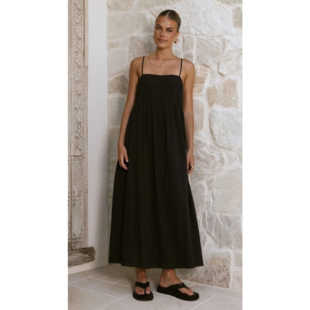 European and American Summer Models, Pit Strips, Solid Color, Casual Fashion, Rubber Band Suspenders, Medium and Long Dresses 93