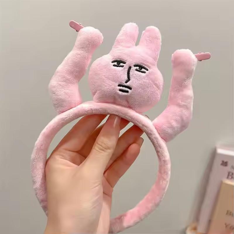 Headbands New Pink Bunny Hair Band Quirky Fun Plush Headband Grip Bangs Cute Photo Decoration Hair Bands Headdress