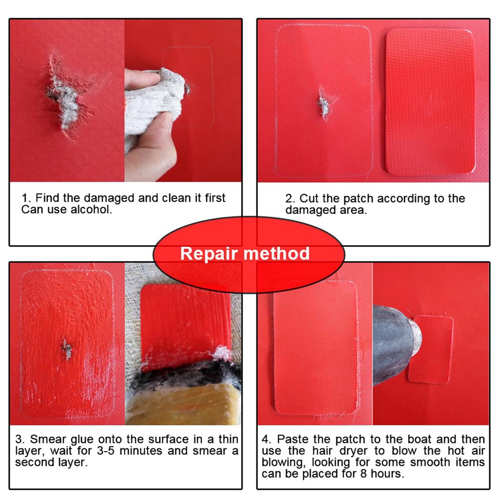 PVC Repair Patches Kit Set Accessory for Inflatable Raft Boat Canoe Kayak Inflatable Boat Repair Kit Inflatable Boat Repair