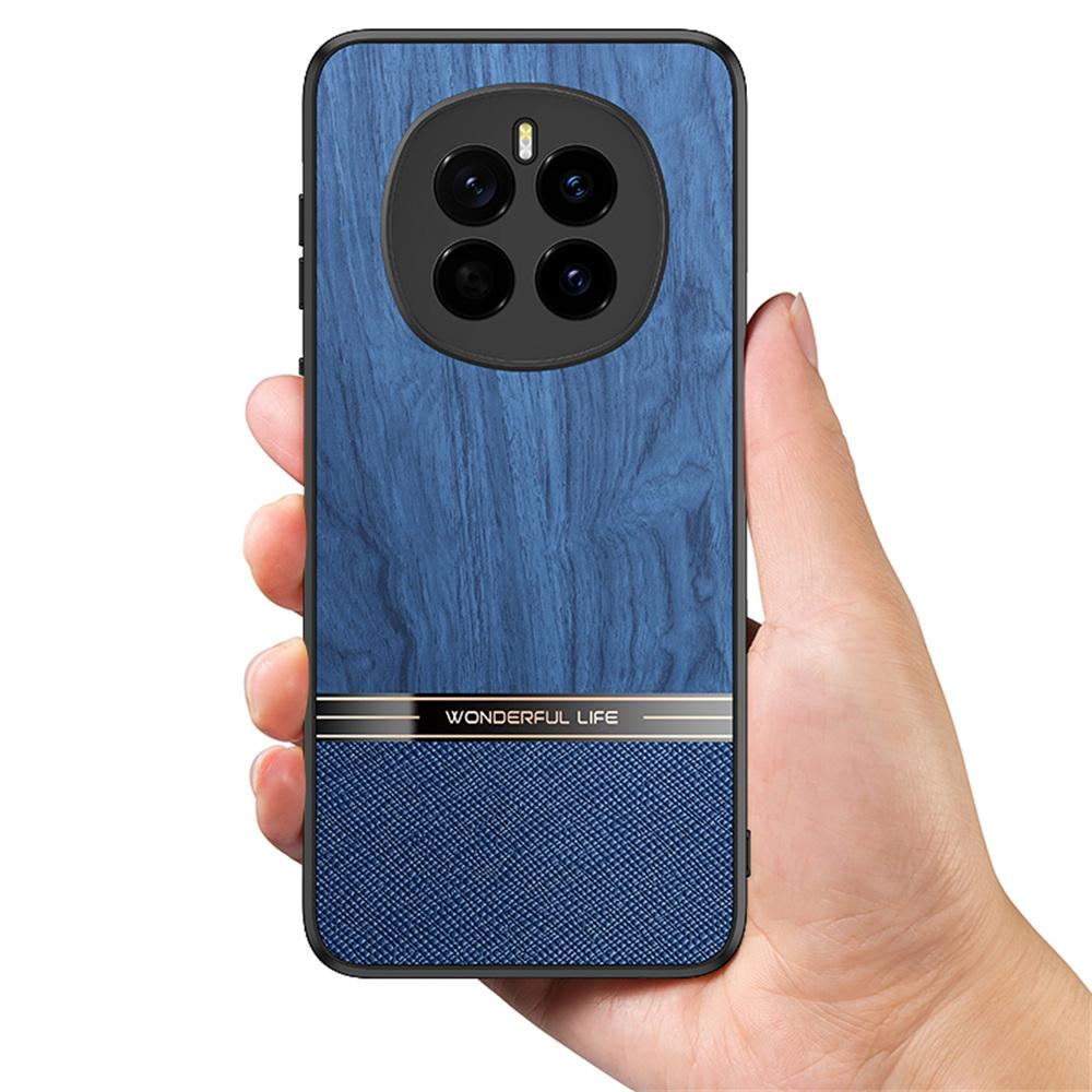 

For Honor Magic7 5G Case Wood Texture Leather Coated TPU Phone Protective Cover Grey