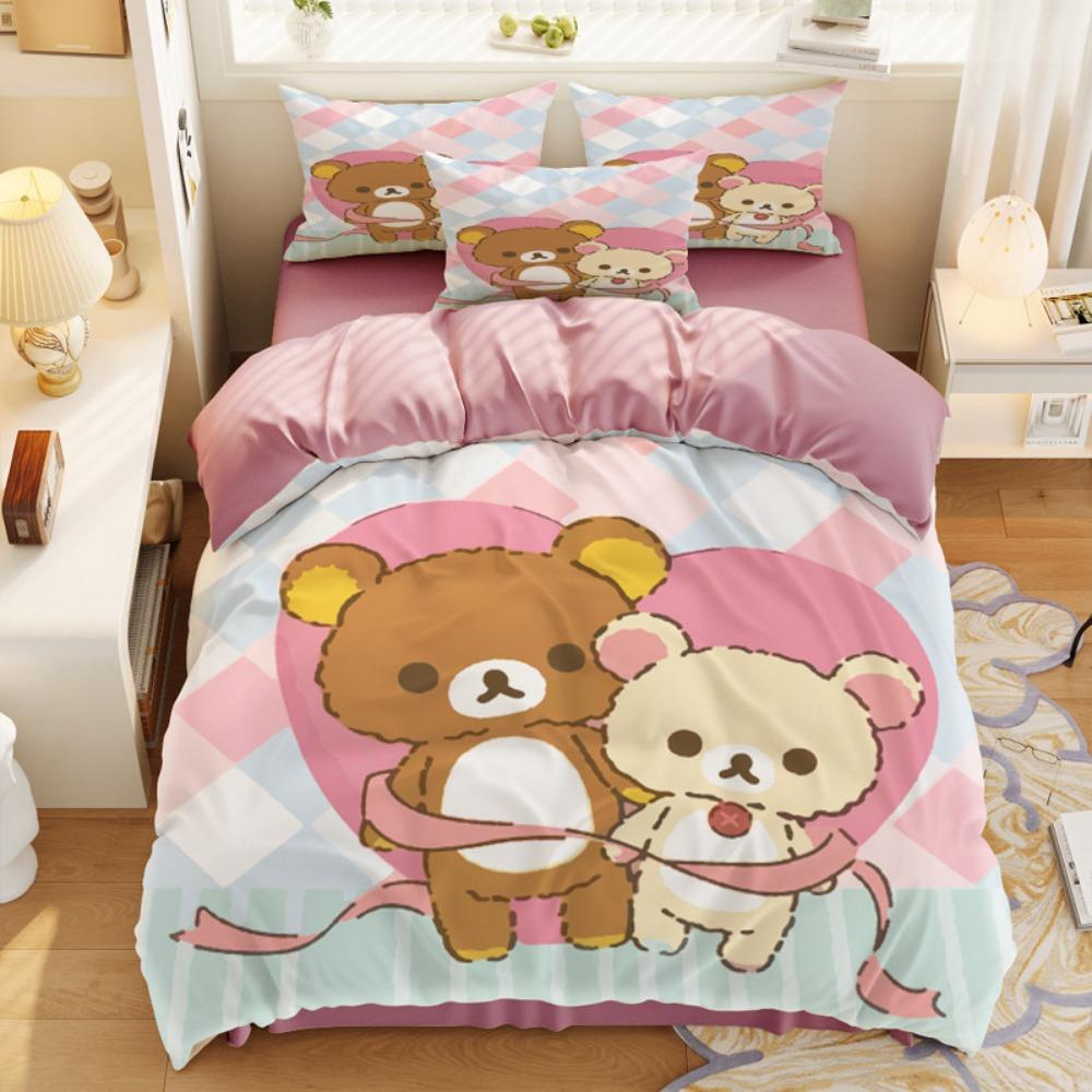 Cute little bear Duvet Cover pillowcase Bedroom Decoration Children Gift adult Single Double bed Large SizeZip Duvet Cover