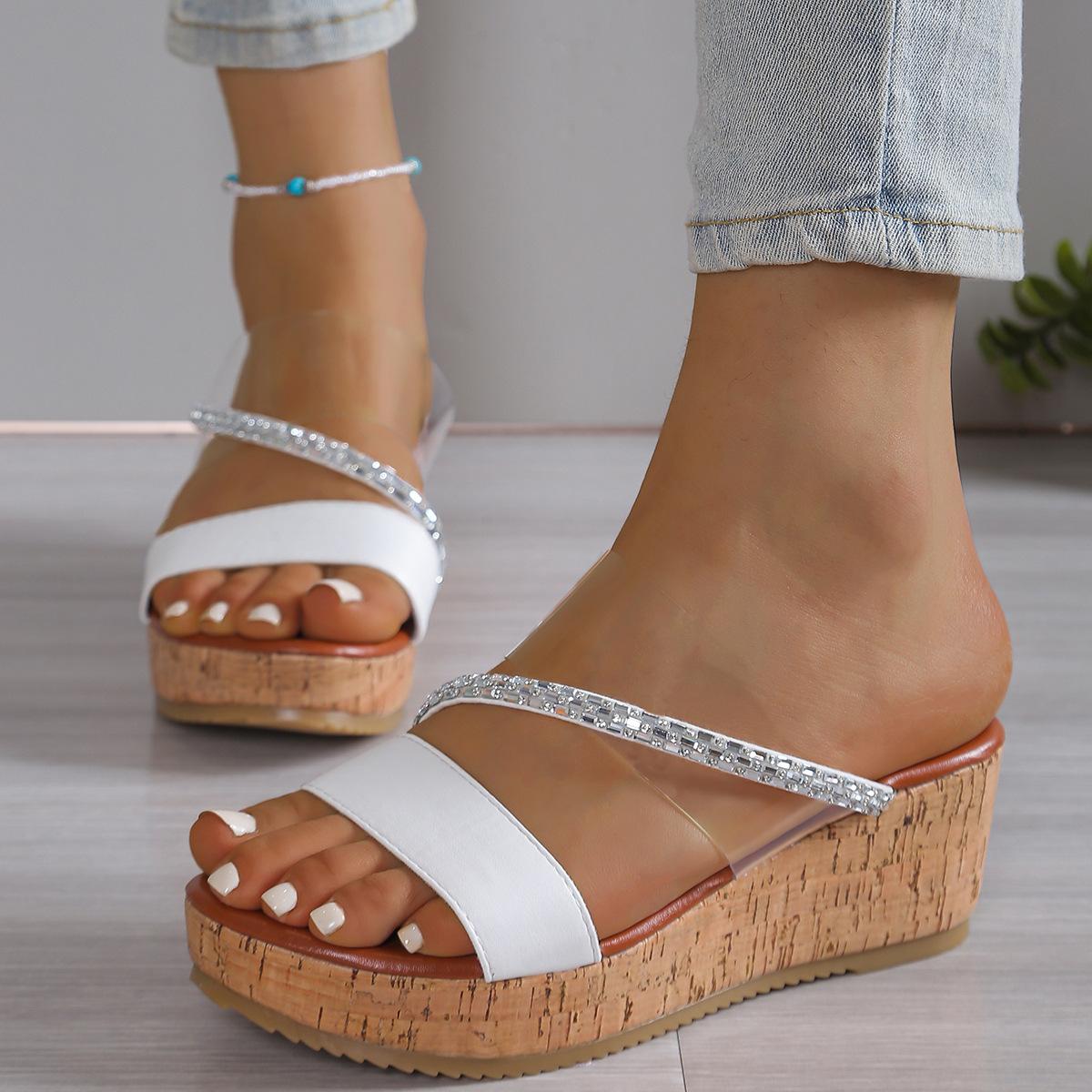 

Европейские и американские туфли на танкетке с застежкой-молнией «рыбий рот» женские сандалии на танкетке женская обувь зарубежного производства женская обувь на танкетке 36 белый