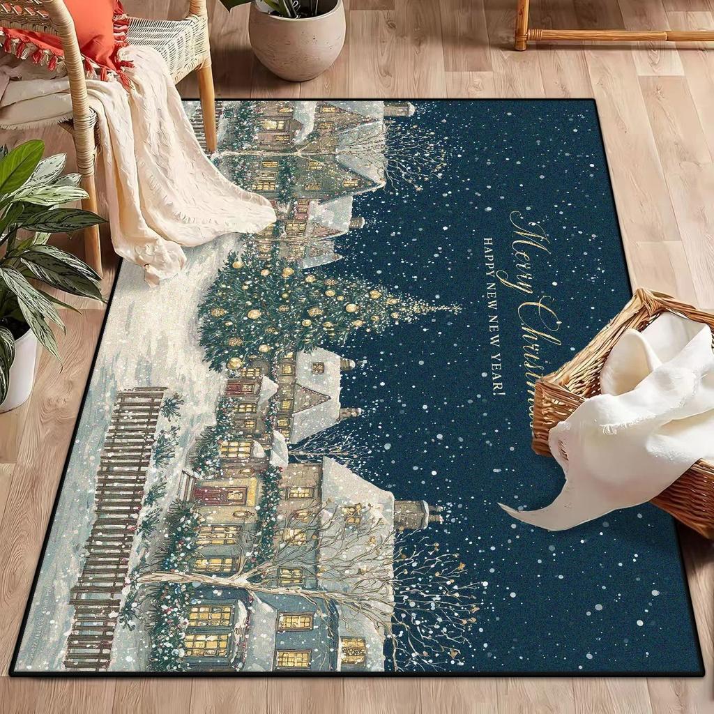 Christmas Style Living Room Rugs Home Decoration Cartoon Bedroom Anti-slip Carpet Washable Floor Mat Lounge Rug Dining Room