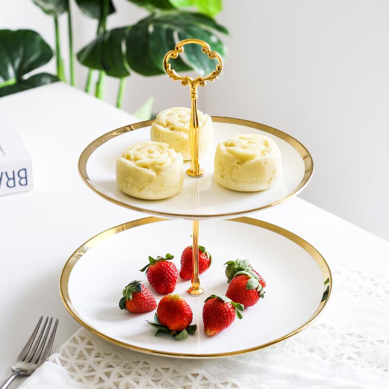 European Style Ceramic Two-Tier Dessert Stand