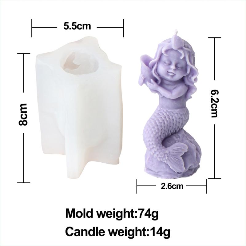 Mermaids Candle Silicone Mold Human Girl Soap Resin Plaster Mould Cake Chocolate Making Sleep Girl Statue Desktop Decor