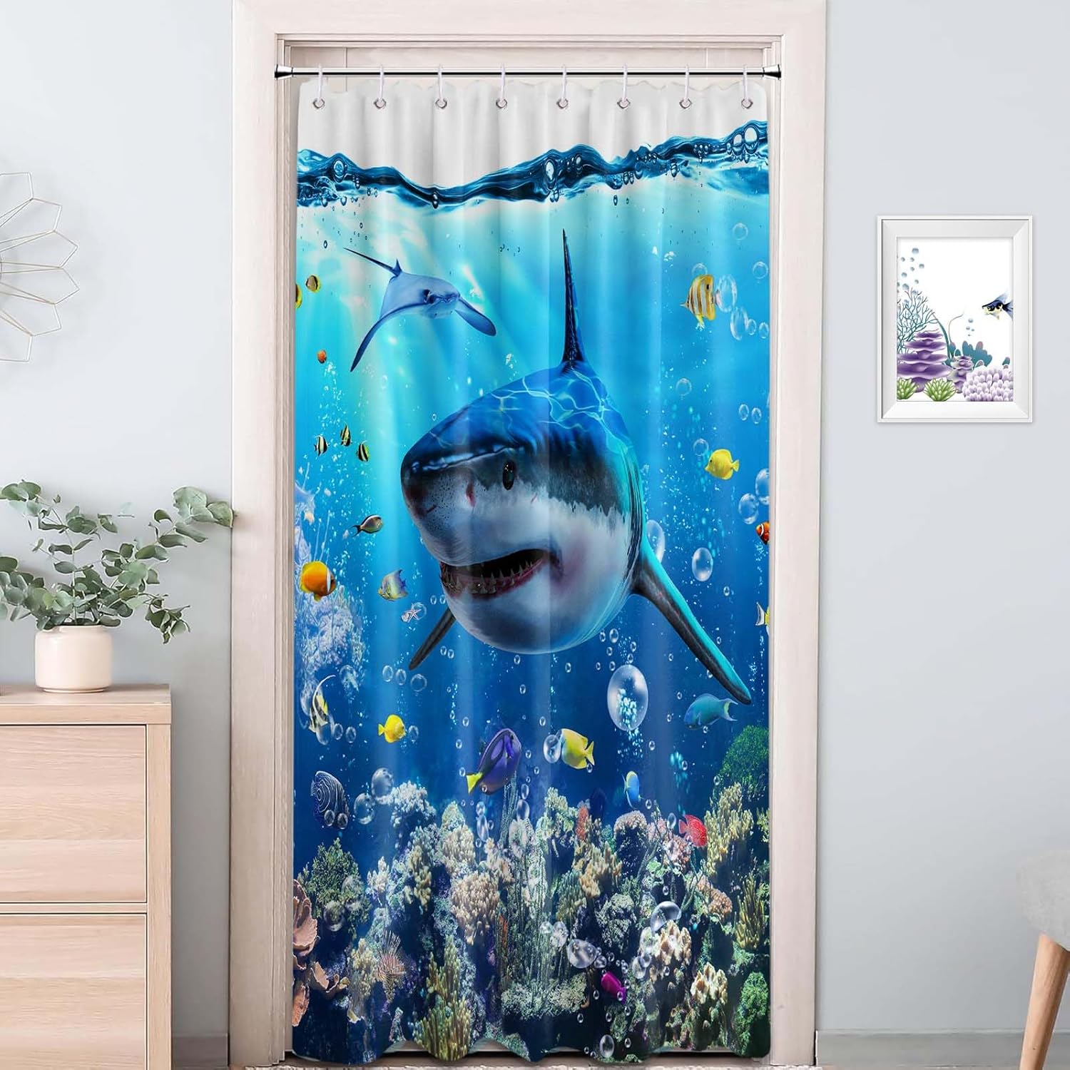 

Japanese Shower Curtain Funny Black Cat Anime Wave Asian Cool Shower Curtains for Bathroom Decor Sets, Waterproof Cloth 90x180CM