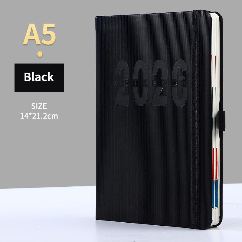 High-Quality 2026 Planner Notebook Daily Weekly Monthly Calendar Planner A5 Size With Faux Leather Cover For Business Student