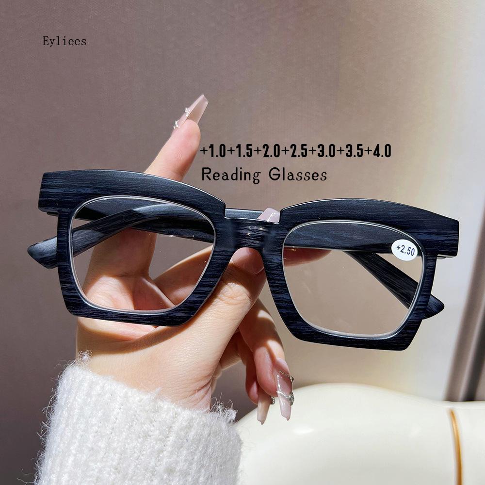 Imitation Wooden Reading Glasses Mens Square Prebyopia Spectacles Eyeglasses Unisex +1.0to+4.0 Europe&America Glasses Frame