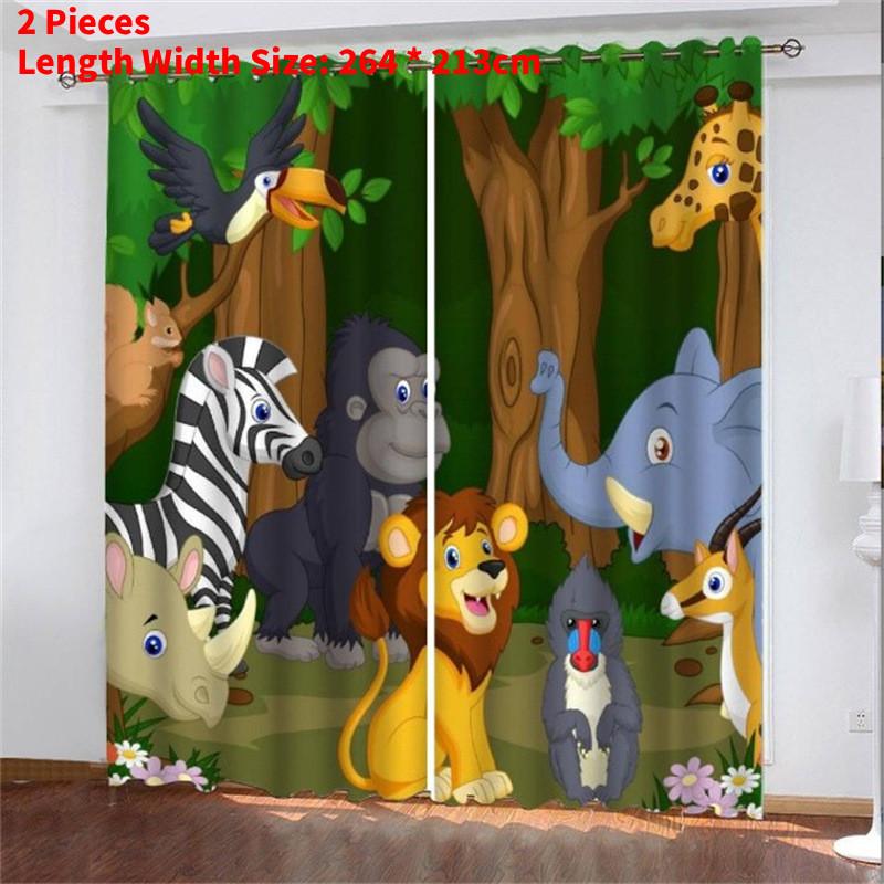 Zoo Curtain Forest Cartoon Children 3d Digital Printing Lightblocking Curtain