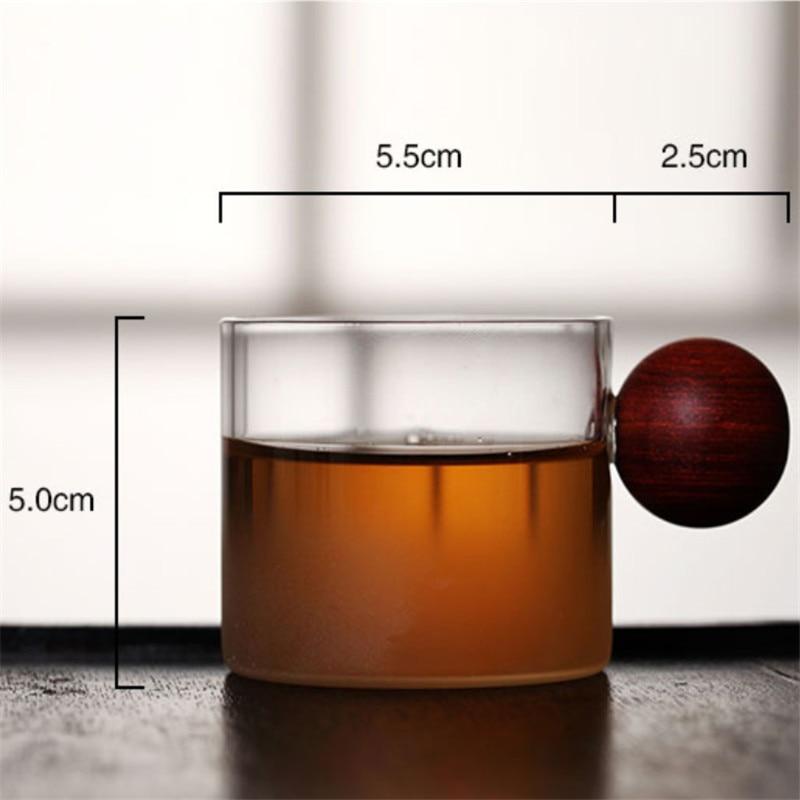Glas-Whisky-Weinbecher mit Holzgriff, Büro, kleine Teetasse, handgefertigte Tasse, Trinkgeschirr