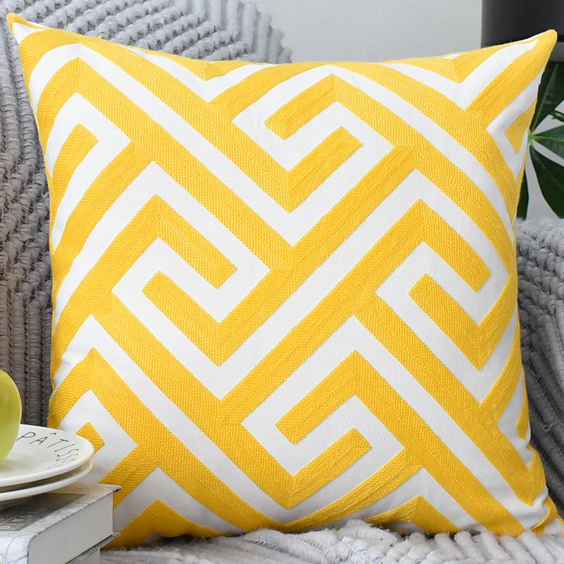 

Домашнее полотенце Вышивка Ins скандинавская наволочка 3D трехмерная геометрическая желтая вышитая наволочка для прикроватной подушки 45 * 45Cm without core