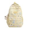 Cute Bear and Bow Print School Backpack with Multiple Front Pockets Casual Daypack for Girls