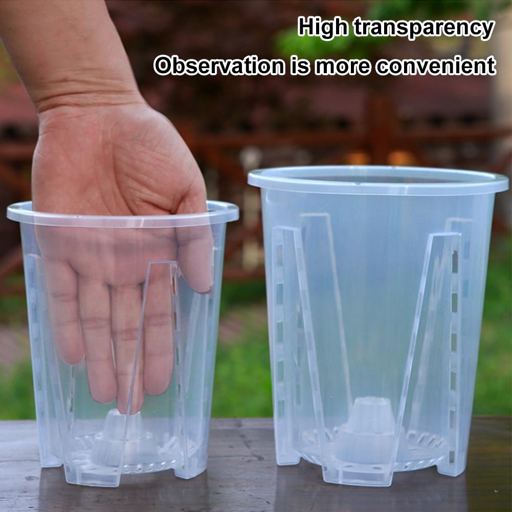 Transparent Orchid Plant Pot with Drainage Holes Phalaenopsis Flower Pot with Air Column Prevent Root Rot for Plants Seedlings