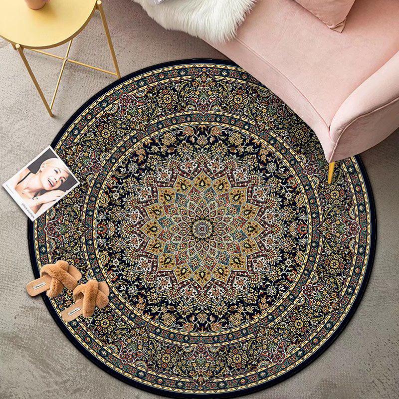 Bohemian Round Living Room Carpet Retro Decoration Bedroom Easy Cleaning Non-slip Rug Lounge Coffee Tables Washable Floor Mat