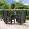 Vidaxl 5-Cz. Gartenmöbel-Set mit Kissen, Schwarz, Polyrattan