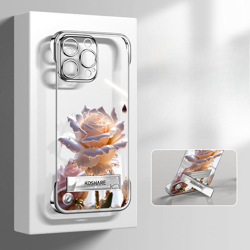 

Crystal Rose Bracket Suitable for Apple 13promax Mobile Phone Case 16 Huawei 15 Electroplated Frameless 14 Transparent 11 Redmi K40/K40 Pro