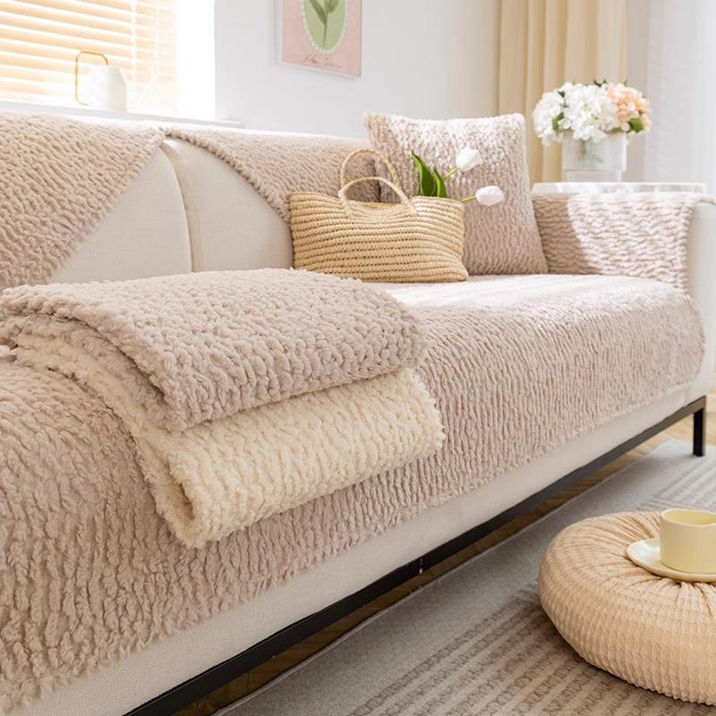 Tykk plysj Sofa Pute Vinter Varme Sofaer Matte Håndkle Anti-skli Universal Sofatrekk Kjæledyr Barn Myk Sofa Teppe Stue