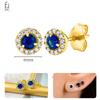 925 Silver Ear Buckles Fashion Hoop Earrings Dark Blue Crystal Pendant Gold Earrings High Women's Jewelry Luxury Gifts