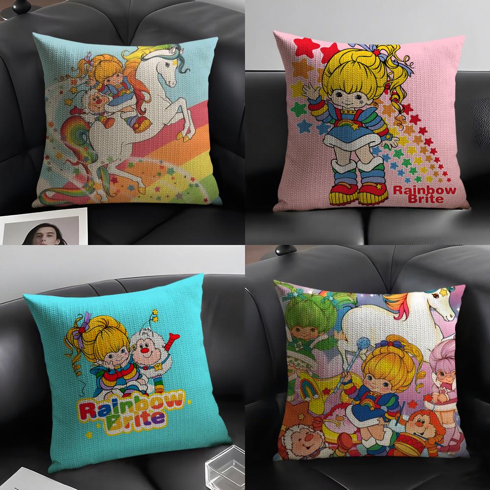 Cartoon Anime Cute R-Rainbow Brite Pillow Case Natural Linen Double-Sided Printing Sofa Home Decor Cushion Cover