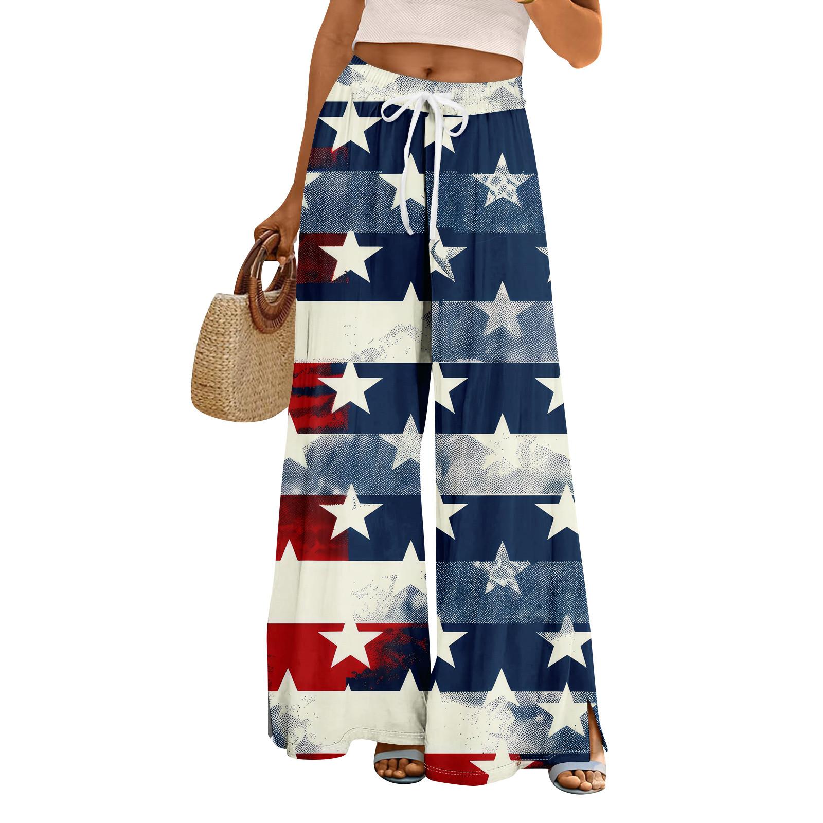 

Женские летние брюки-палаццо в стиле бохо с высокой талией, широкие повседневные брюки с принтом и карманами XL
